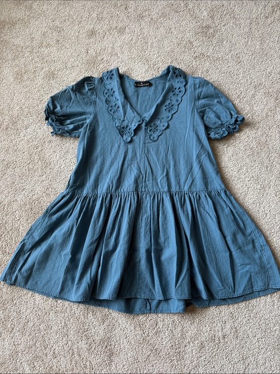 Pomander Place Dresses & Skirts - Tuckernuck Pomander Place French Blue Peter Pan Collar Eyelet Mini Dress